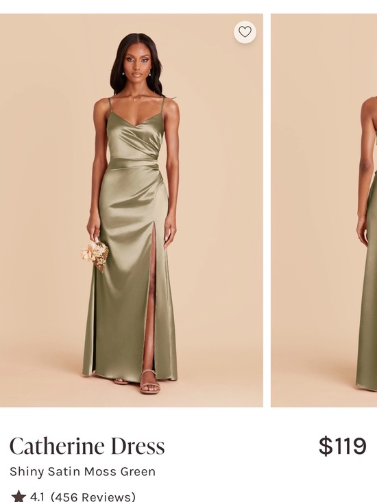 Birdy Grey Dresses & Skirts - Birdy Grey Moss Green Satin (Catherine Style) with Side Slit